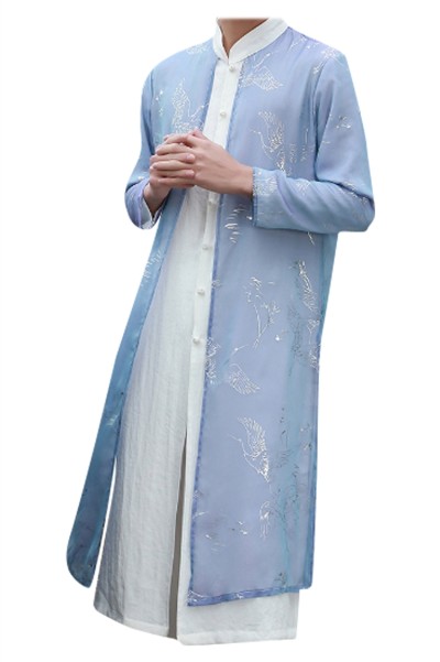 Online order Chinese Tang style linen Hanfu men's Chinese Style Men's suit robe Zen clothes ancient clothes Taoist robe Kungfu SHIRT CREW drama clothes shawl top SKF003 detail view-6